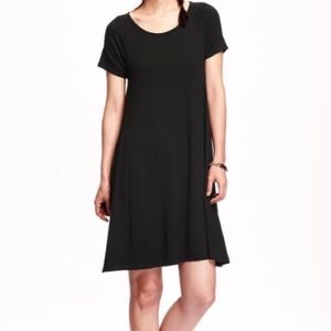 Black Cotton Short Sleeve Dress